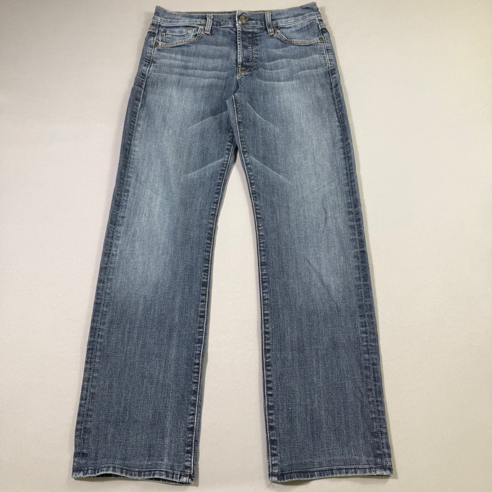 7 For All Mankind Standard Jeans Mens 30 Blue Straight Leg Button Fly Med Wash